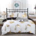 Reversible Design Leaves Queen Size Bed Quilt/Duvet Cover Set
