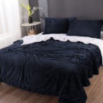 stripe flannel sherpa blanket queen navy