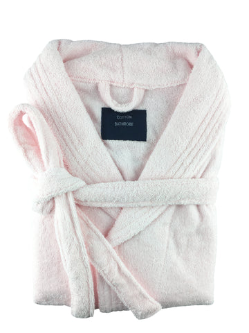small medium egyptian cotton terry toweling bathrobe baby pink 1 V517 TBR BP 94745 00