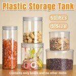 Wide Mouth Plastic Food Bottles 50pcs Transparent Sealed Storage Tanks Container - 10cm x 8.5cm