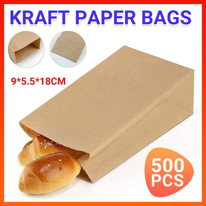 500PCS Disposable Greaseproof Brown Paper Bags Bread Snacks Eco-Friendly 1 V528 SM00145 500PCS 9 5 5 18 640630 202509251035 00