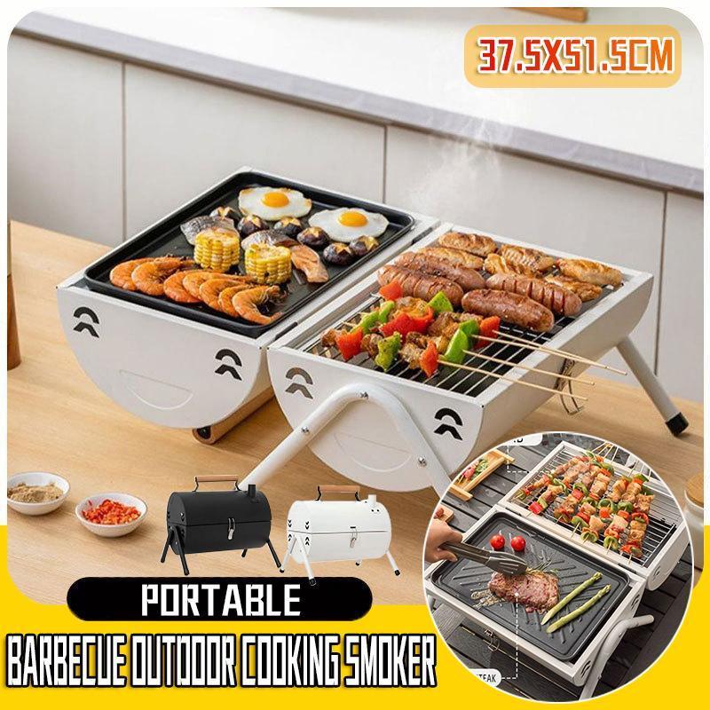 Grillz Charcoal BBQ Portable Grill Camping Barbecue Outdoor Cooking Smoker - White 2 V528 SM00596 WHITE 373861 202509301127 00