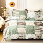 Dreamfields - Emerald Plaid Quilt Cover Set - (3pcs, Queen Size)