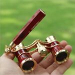 Chrome Double Cylinder Telescope with Handle - 3 x 25 Lady - Wine Red