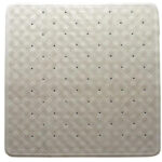 Square Anti Slip Loofah Shower Rug Non Slip Bathroom Bath Mat Water Drains Beige