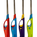 12x Long Gas Lighter for BBQ Kitchen Cigarette w/ Safety Lock - Assorted Colours