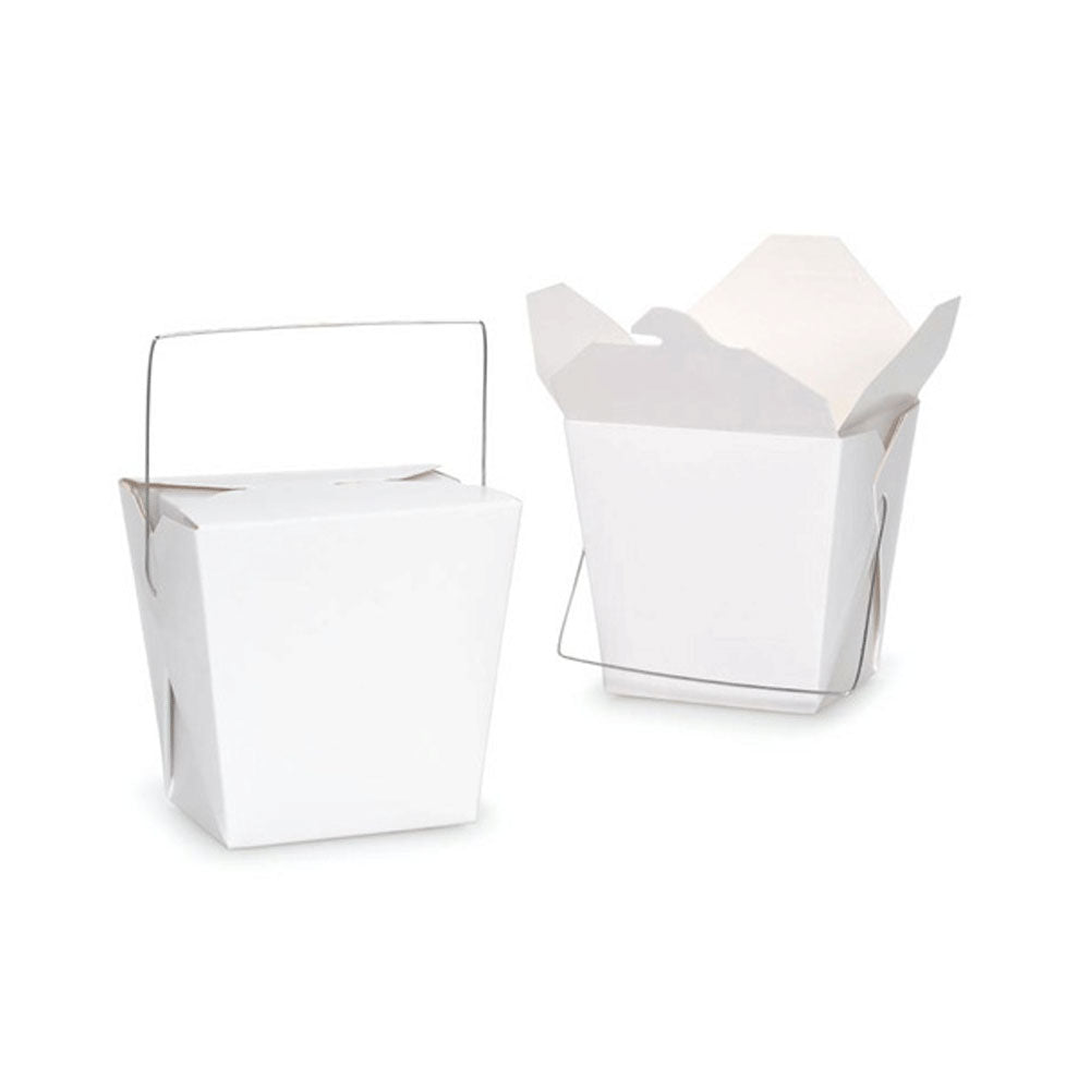 Bulk Packs 50 x 235ML/8oz White Noodle Box Pail With Metal Wire Handle 2 V610 8OZ 50 218956 00
