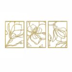 3 Piece Gold Flower Metal Wall Decor Abstract Floral Aesthetic Set of 3