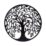 60cm Tree of Life & Birds Round Metal Wall Garden Art Sculpture