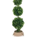 Artificial 3 Ball Topiary in Cement Pot Tree 81cm