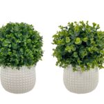 Set 2 Artificial Boxwood Topiary Ball in Ceramic Pot 29cm