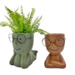 Set 2 Relaxing Man w Glasses Planters Assort 22cm