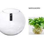 Glass Rose Round Fish Bowl 30x24cm
