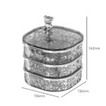 Elegant Crystal Stackable Jewelry Organizer with Bear Handle - 3-Tier Display Box for Accessories 13.4*13.4*14.2cm (grey)