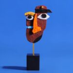 16*10*30cm Brown Modern Abstract Face Sculpture - Colorful Resin Art Statue for Home & Office Decor