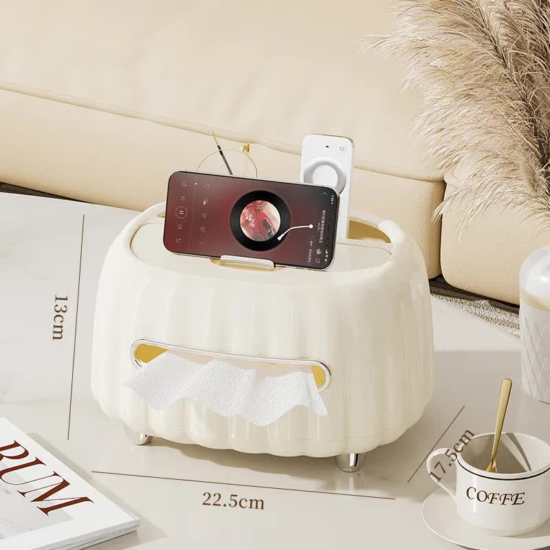 Multi-Functional Tissue Box Organizer with Storage Compartments - Beige 2 V888 ELOSUNG15323 212717 00