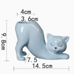 2 PCS Blue Cute Cat Ceramic Flower Pot - Decorative Succulent Planter for Home and Office