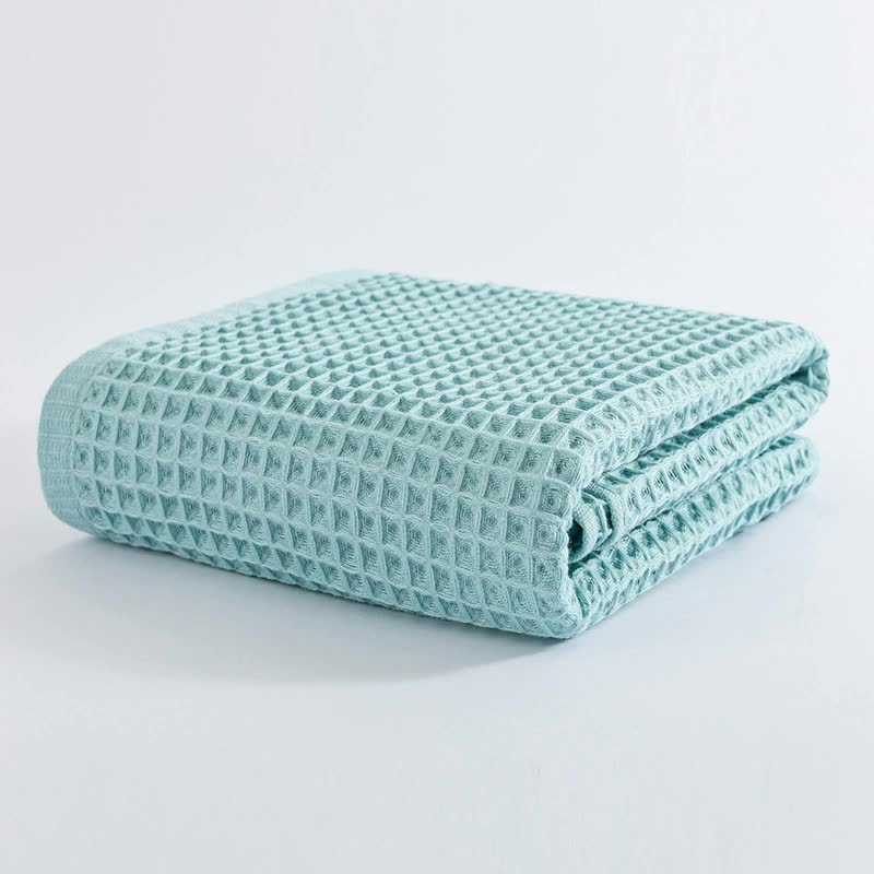 Green Pure Cotton Waffle Weave Bath Towel - Soft, Absorbent & Extra Large 70x140 cm for Home Use 2 V888 ELOSUNG18024 224827 00