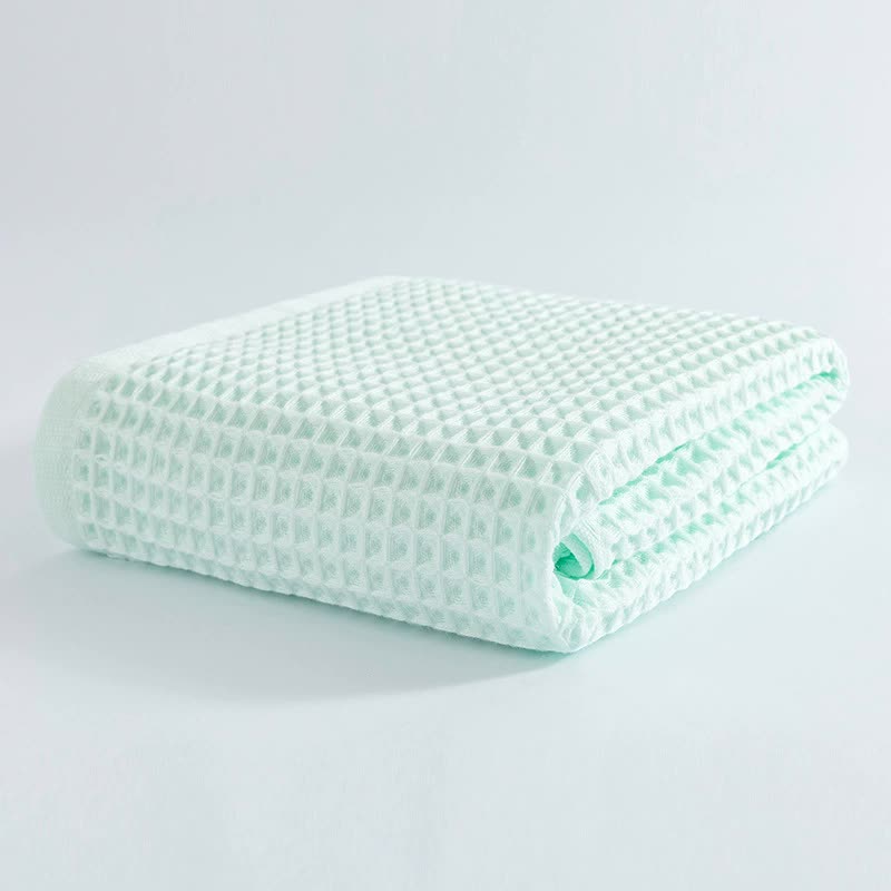 Light Green Pure Cotton Waffle Weave Bath Towel - Soft, Absorbent & Extra Large 70x140 cm for Home Use 2 V888 ELOSUNG18025 224830 00