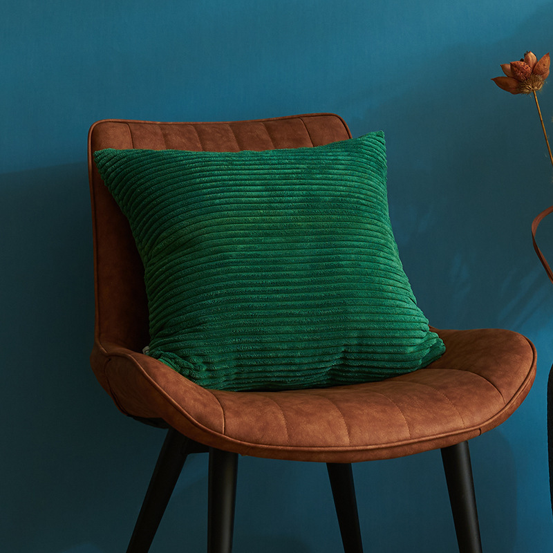 Dark Green Set of 4 Corduroy Pillow Covers – Solid Color Minimalist Throw Cushion Covers – 45x45cm (Pillow Inserts are NOT Included)