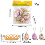 Butterfly  Five Sets Of Six Each Easter Egg Hanging Ornament Set with Creative Woven Basket - Festive Decor for Home Scenes