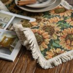 Sunflower Table Runner with Fringe - Jacquard Woven Cotton Blend (30x220cm)