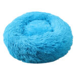 Blue 50cm Cozy Round Pet Bed - Plush Cat & Dog Bed with Non-Slip Base, Machine Washable