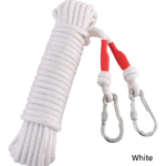 White With Wire Core Heavy Duty Adjustable Clothesline Set (4 Pack) - 10m Steel Wire Core Nylon Rope with Hooks for Outdoor & Camping