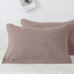 Brown Breathable 4-Layer Cotton Gauze Pillow Towel Pair - Japanese Style Grid (52x75cm)