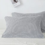 White Breathable 4-Layer Cotton Gauze Pillow Towel Pair - Japanese Style Grid (52x75cm)