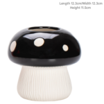 Middle Size Black Whimsical Ceramic Mushroom Vase - Decorative Floral & Hydroponic Planter