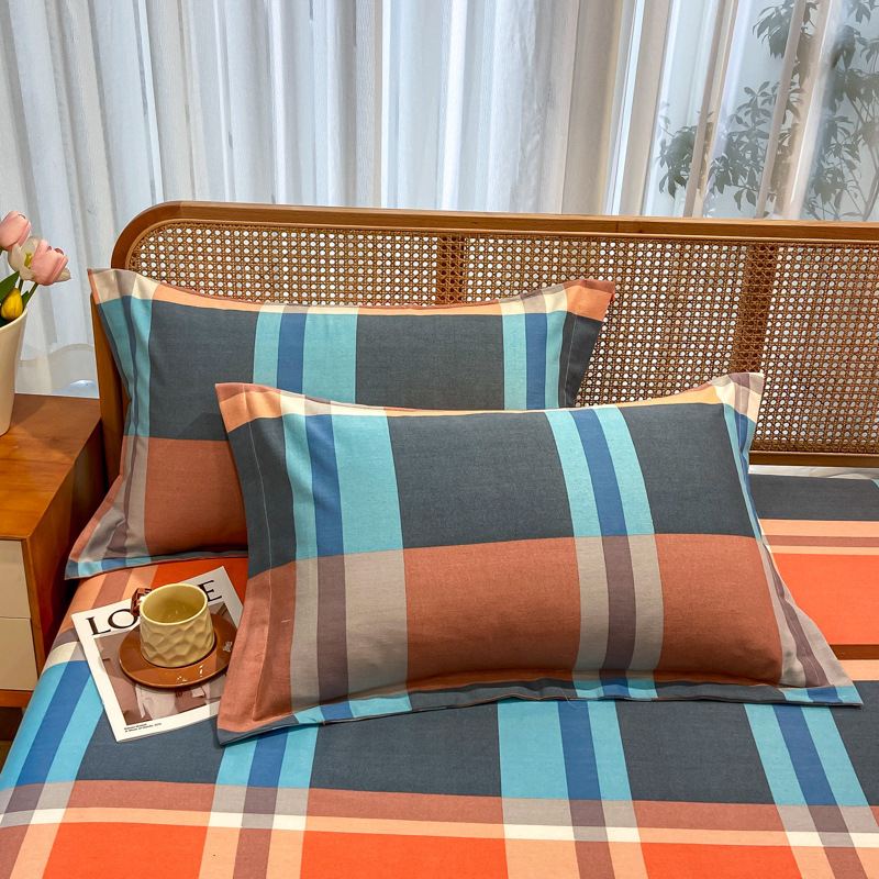 Comfortable cotton pillowcase, double-sided warm design, breathable and skin-friendly – Orange and Grey