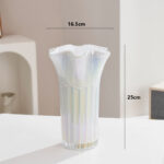 Nordic-Style Glass Vase - Elegant Fluted Flower Vase for Home Decor(White)