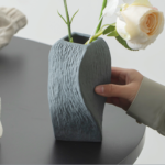 Grey Abstract Twisted Ceramic Vase - Artistic Minimalist Flower Holder for Home Decor (20x10x10cm)
