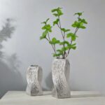 Silver Abstract Twisted Ceramic Vase - Artistic Minimalist Flower Holder for Home Decor (20x10x10cm)