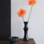 Glossy Black Ceramic Vase - Unique Bamboo-Look Design (20x8x5.5cm)