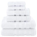 White Luxury 6-Piece Combed Cotton Towel Bale Set - Ultra Soft & Absorbent Bath, Hand, Face Towels