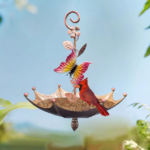 Butterfly Charming Hanging Umbrella Bird Feeder - Decorative Outdoor Garden Accent