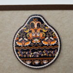 Orange-black Set of 4 Embossed Ceramic Paddle Mats - Assorted Bohemian Pattern Heat Resistant Pads