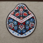 Blue-red Set of 4 Embossed Ceramic Paddle Mats - Assorted Bohemian Pattern Heat Resistant Pads