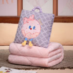 Purple Thick Fleece Cartoon Cookie Pillow Blanket 2-in-1 for Winter Car and Office Use