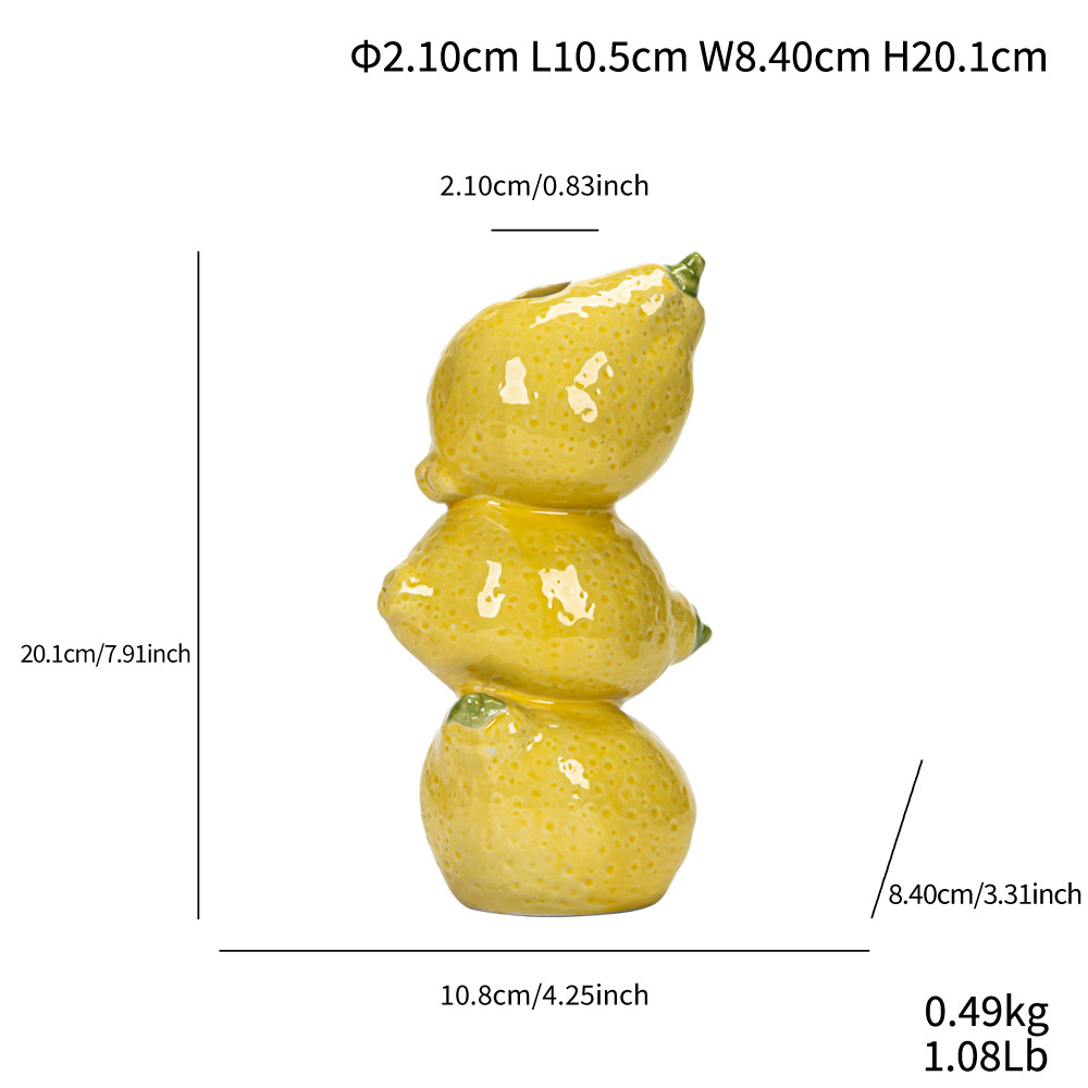 Lemon Nordic-Style Minimalist Fruit and Flower Vase - Modern Home Decor 1 V888 ELOSUNG28668 202505191221 00