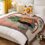 Cheetah Girl INS-Style Illustrated Line Blanket - Multi-Use Design