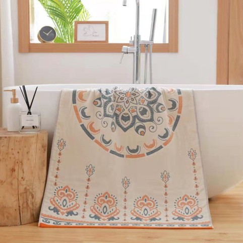 Premium Cartoon Animal Print Gauze Bath Towel – 70x140cm, Soft, Absorbent(Sun God 70*140)