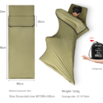 Green Ultra-Stretch Sleeping Bag Liner - Portable & Lightweight Envelope Sleep Sack for Camping & Travel