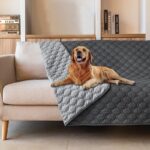Grey 2-Sided Waterproof Pet Sofa Cover - Dog Bed Protector Blanket for Furniture, Couches & Car Seats (100x127cm, Machine Washable)