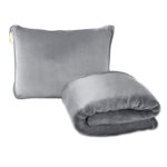 Grey Multi-Function 2-in-1 Travel Blanket with Storage - 50 x 60 in (127 x 152 cm) Lightweight Airplane Companion