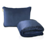 Navy Blue Multi-Function 2-in-1 Travel Blanket with Storage - 50 x 60 in (127 x 152 cm) Lightweight Airplane Companion