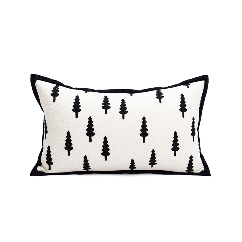 Trees Triangle Elegant Two-Piece INS-Style Jacquard Pillow Covers – Black & White Sofa Decor