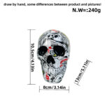 Small White Colorful Floral Skull Statue - Intricate Day of the Dead Style Resin Figurine for Halloween & Home Decor